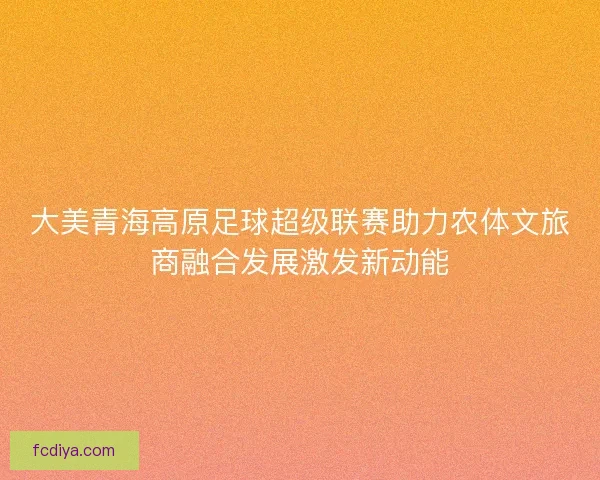大美青海高原足球超级联赛助力农体文旅商融合发展激发新动能